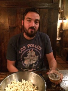 At the Porter Bar. Not choking on the salt and vinegar popcorn.