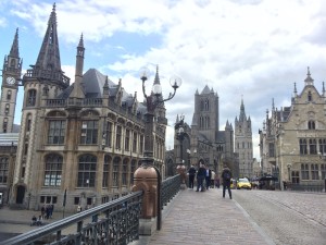 Ghent: Historic buildings every which-way.