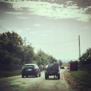 Horse-drawn carts, the eco-friendly alternative.