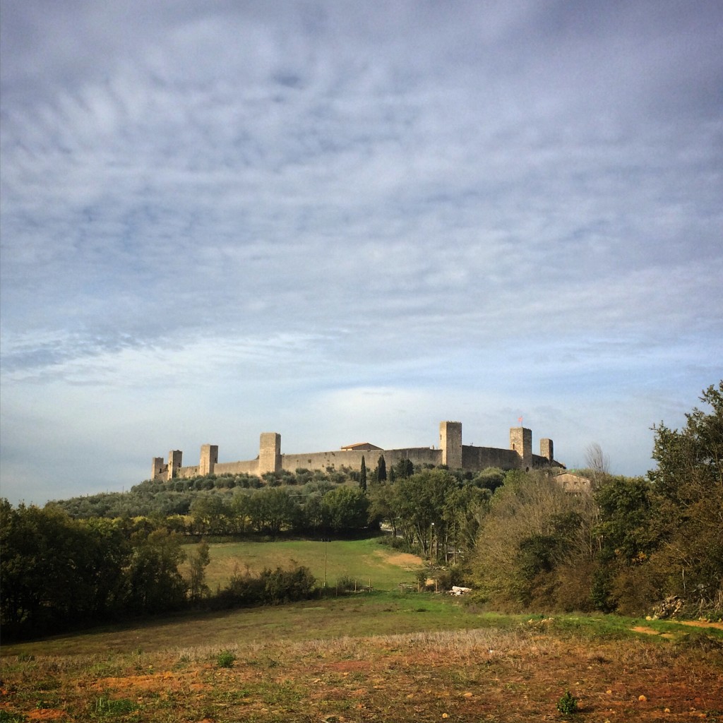 Monteriggiano, surrounded by olive groves.