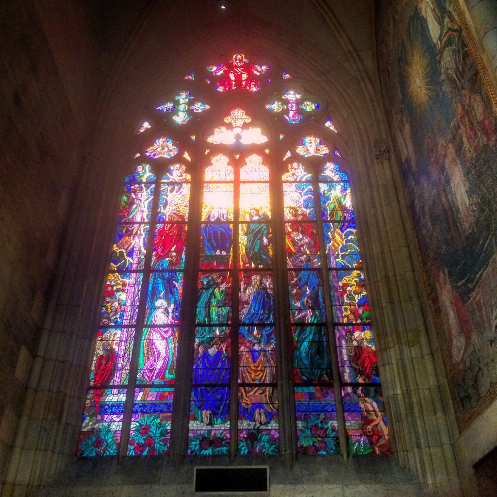 Epic stain glass on our walk past the Christmas markets in the castle complex